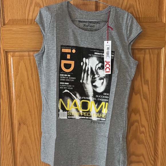NWT Naomi Campbell Gray Fiorucci Graphic T-Shirt medium - Picture 1 of 4